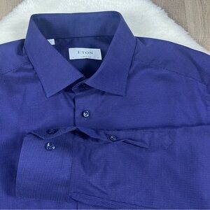NWOT Eton Signature twill polka dot dress shirt